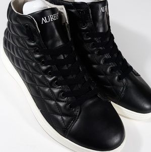 Aureus High Top Lux Black Fashion Sneaker Sz 10.5